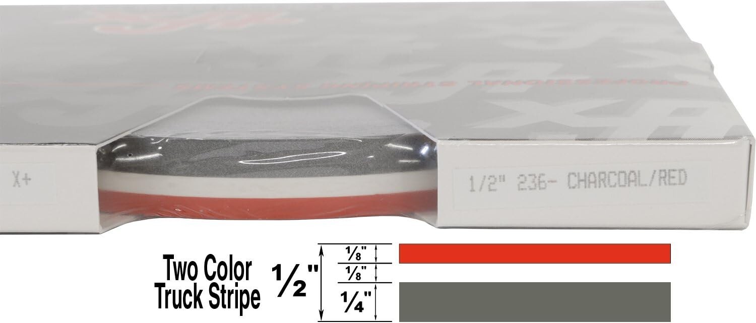 Universal 1/2″ 2-Color Pinstripe 02085236- Charcoal Metallic/Red