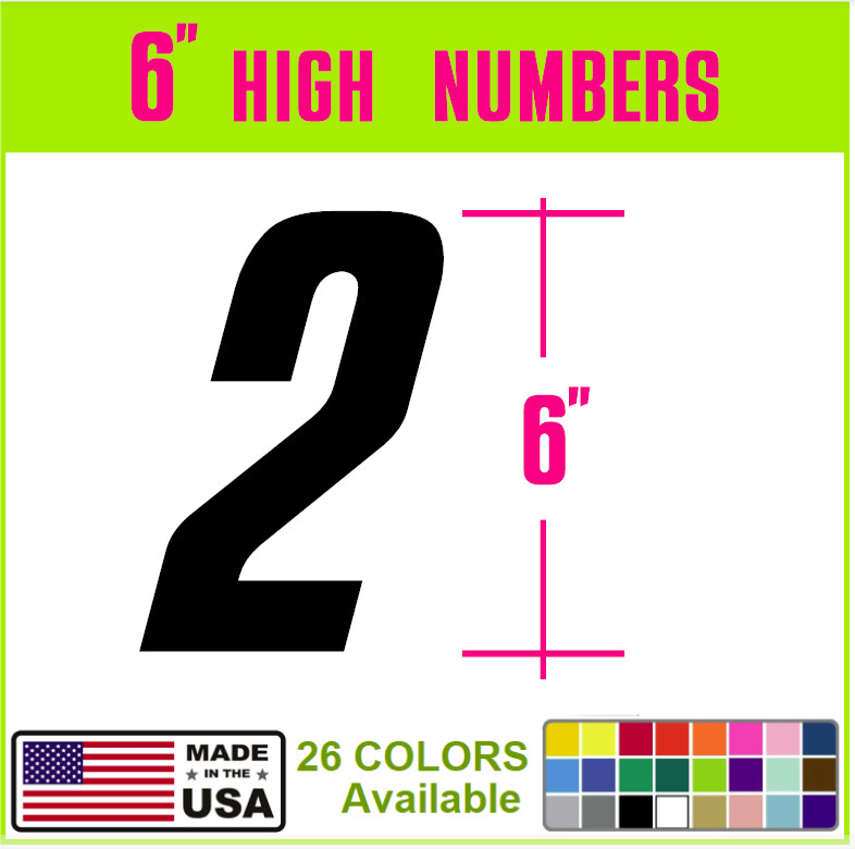 6″ Racing Numbers Vinyl Decal Sticker for Dirt Bike Plate Motocross Car RN2