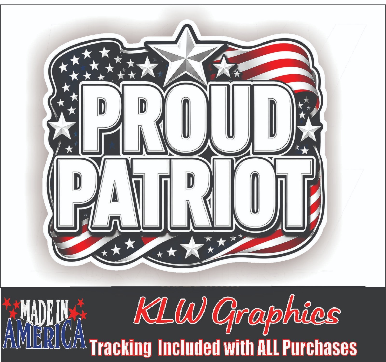 PROUD PATRIOT USA American Flag Vinyl Decal Sticker Patriotic Red White Blue