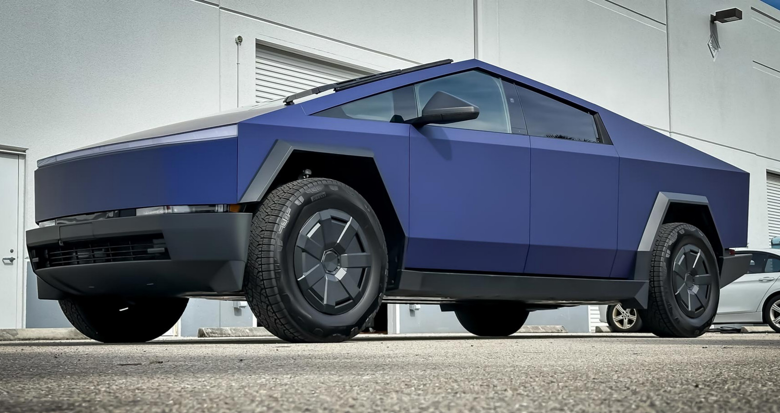 Tesla Cybertruck Full Body DIY PreCut PET Vinyl Wrap Color Metallic Night Blue