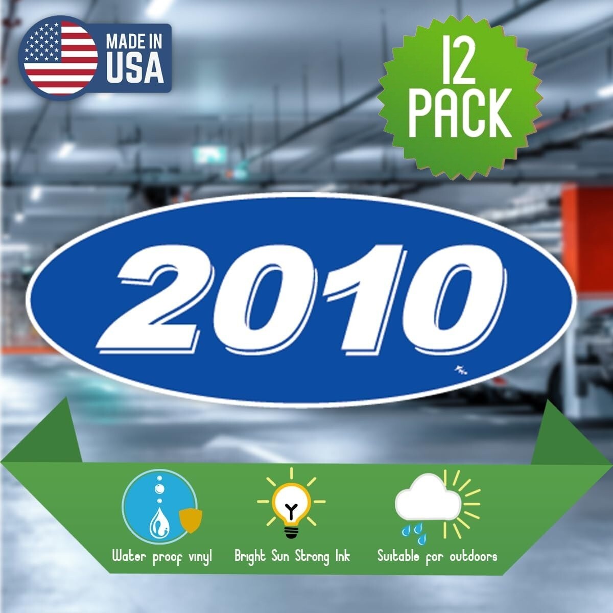 Windshield Oval Model Year Vinyl Stickers Blue & White 12 of 1 Year Per Pack