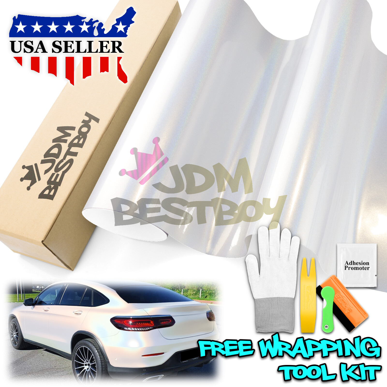 Laser Flip Gloss White Car Auto Sticker Decal Vinyl Wrap Sheet Film Air Release