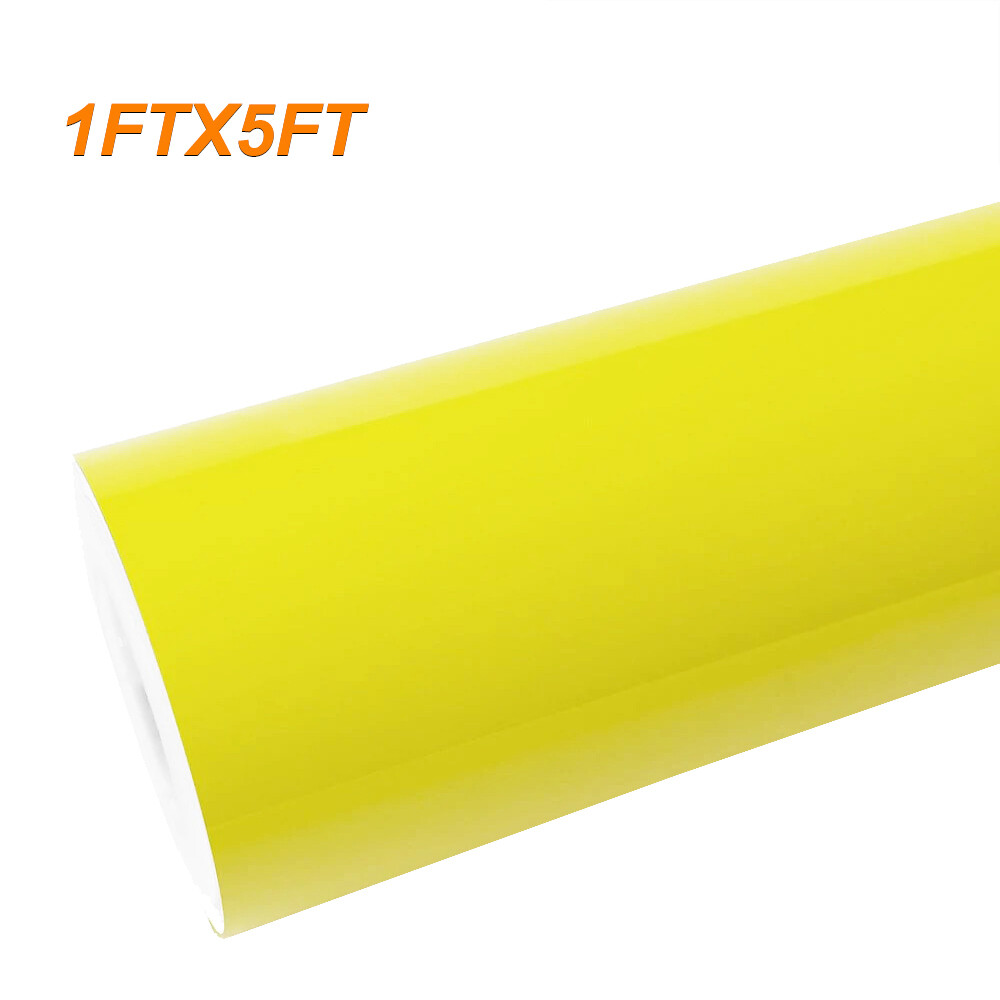 Premium Ultra Gloss PET Liner Lemon Yellow Vinyl Wrap Air Release Bubble Free