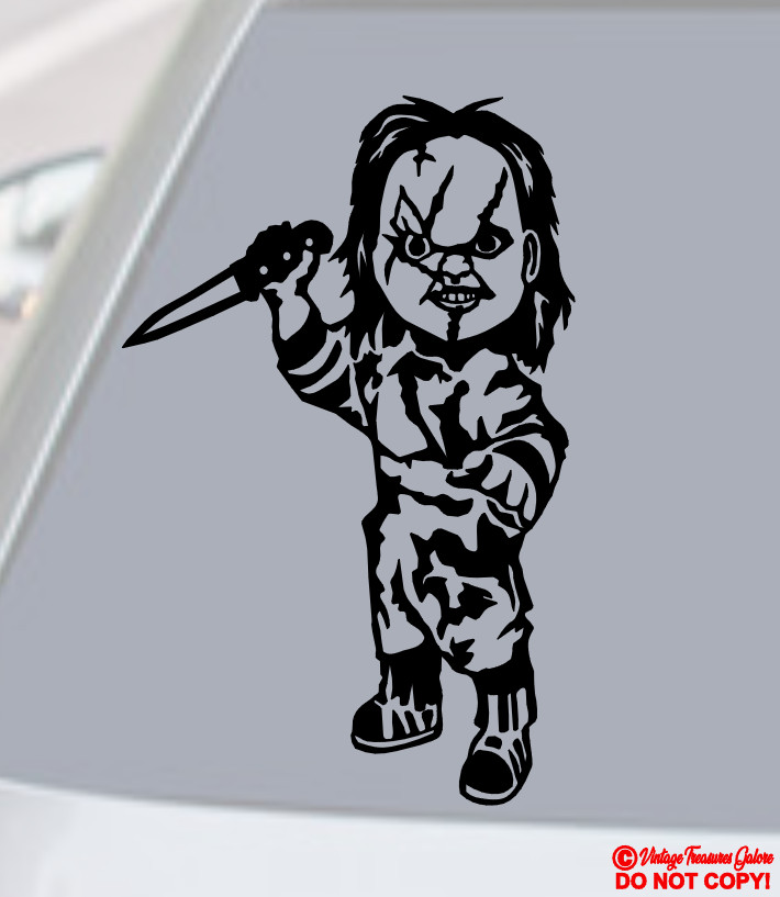 CHUCKY VINYL DECAL STICKER CAR REAR WINDOW BUMPER CHILD’S PLAY HORROR MOVIE DOLL