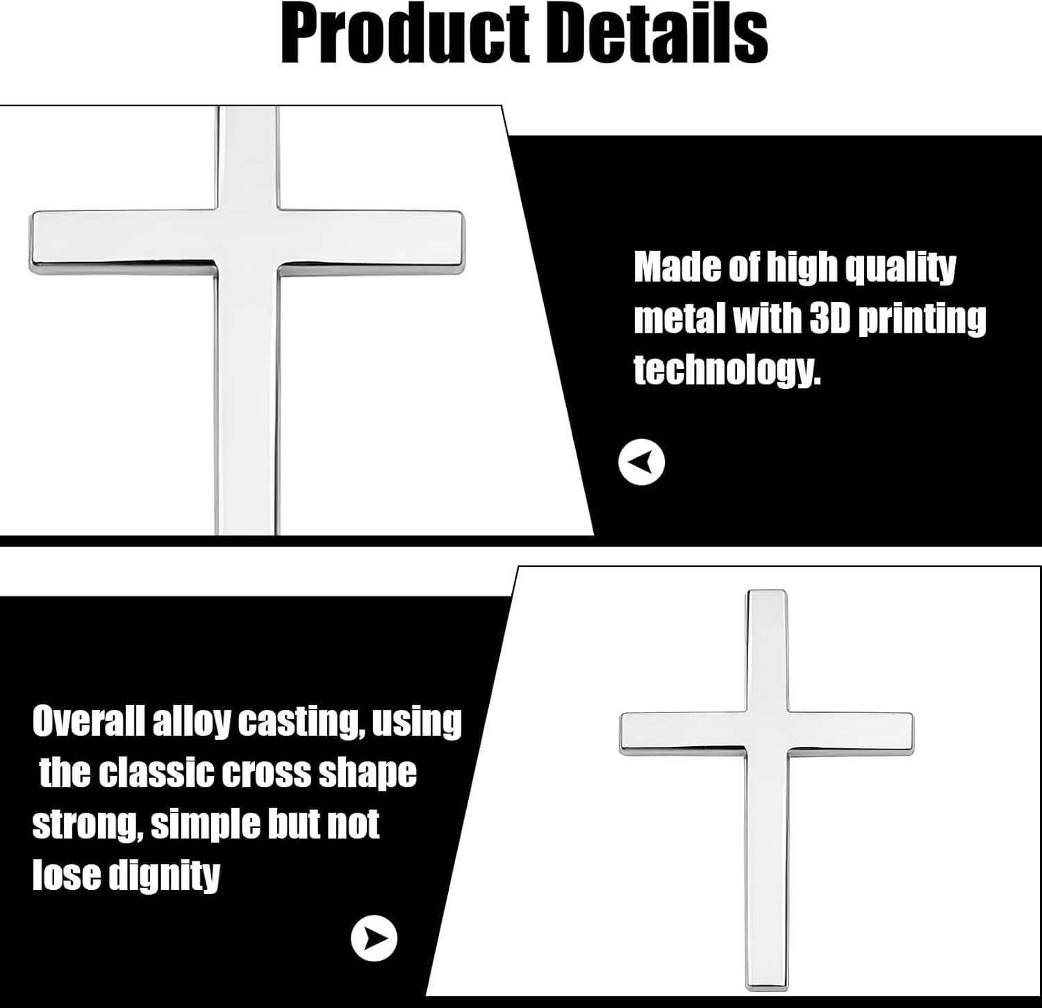 Metal Jesus Christian Badge Stickers,Cross Emblems for Car,Self-Adhesive(Silver)
