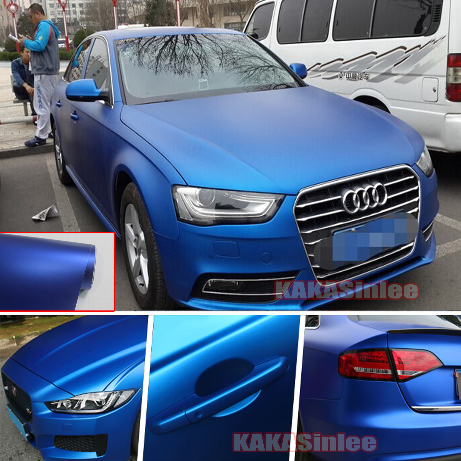 Bubble Free Entire Car Satin Matte Chrome Vinyl Wrap Hood SUV Sticker Blue US