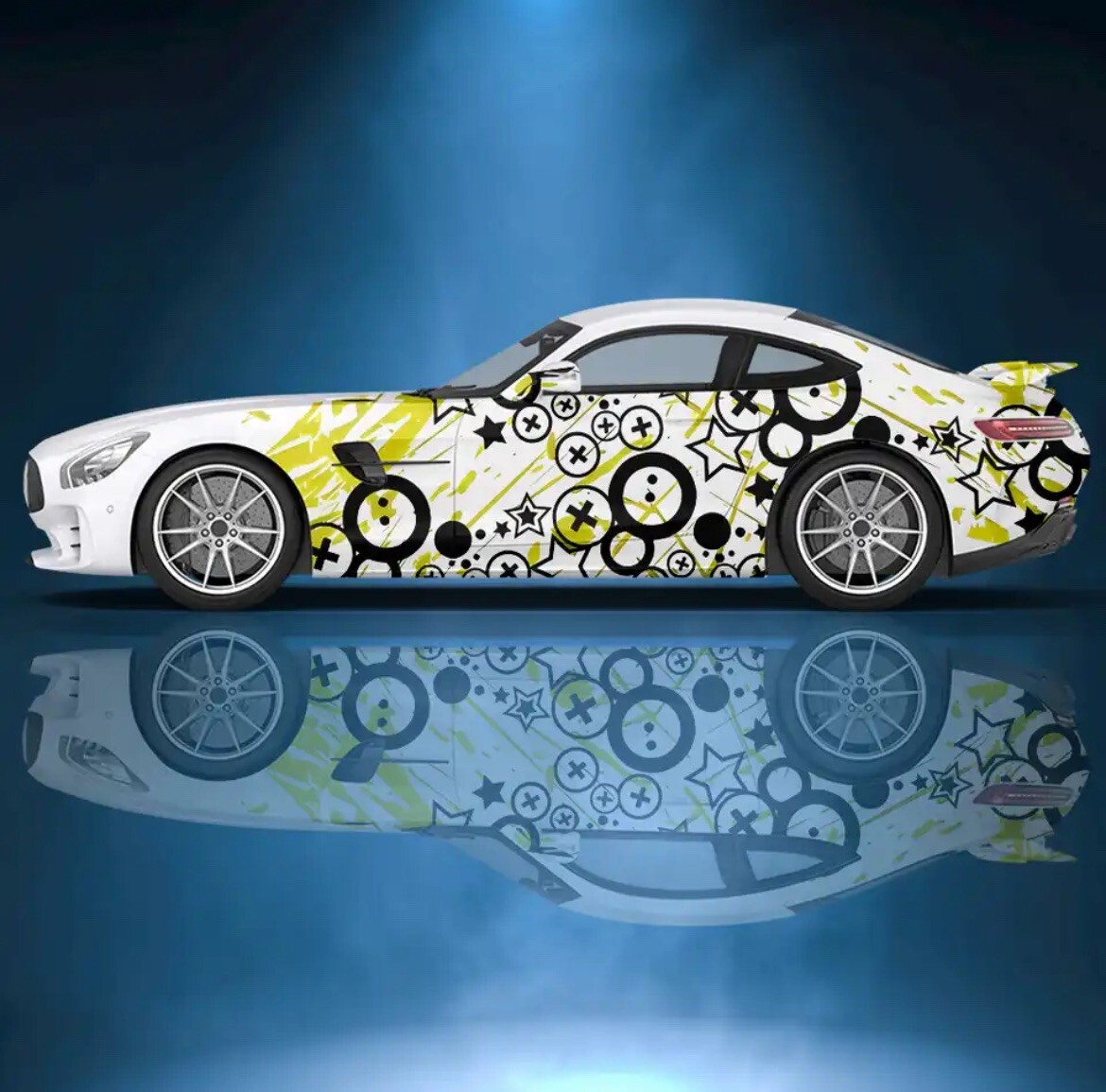 Star circle ink splash Car side sticker vinyl; Custom Universal Fit Car Decals