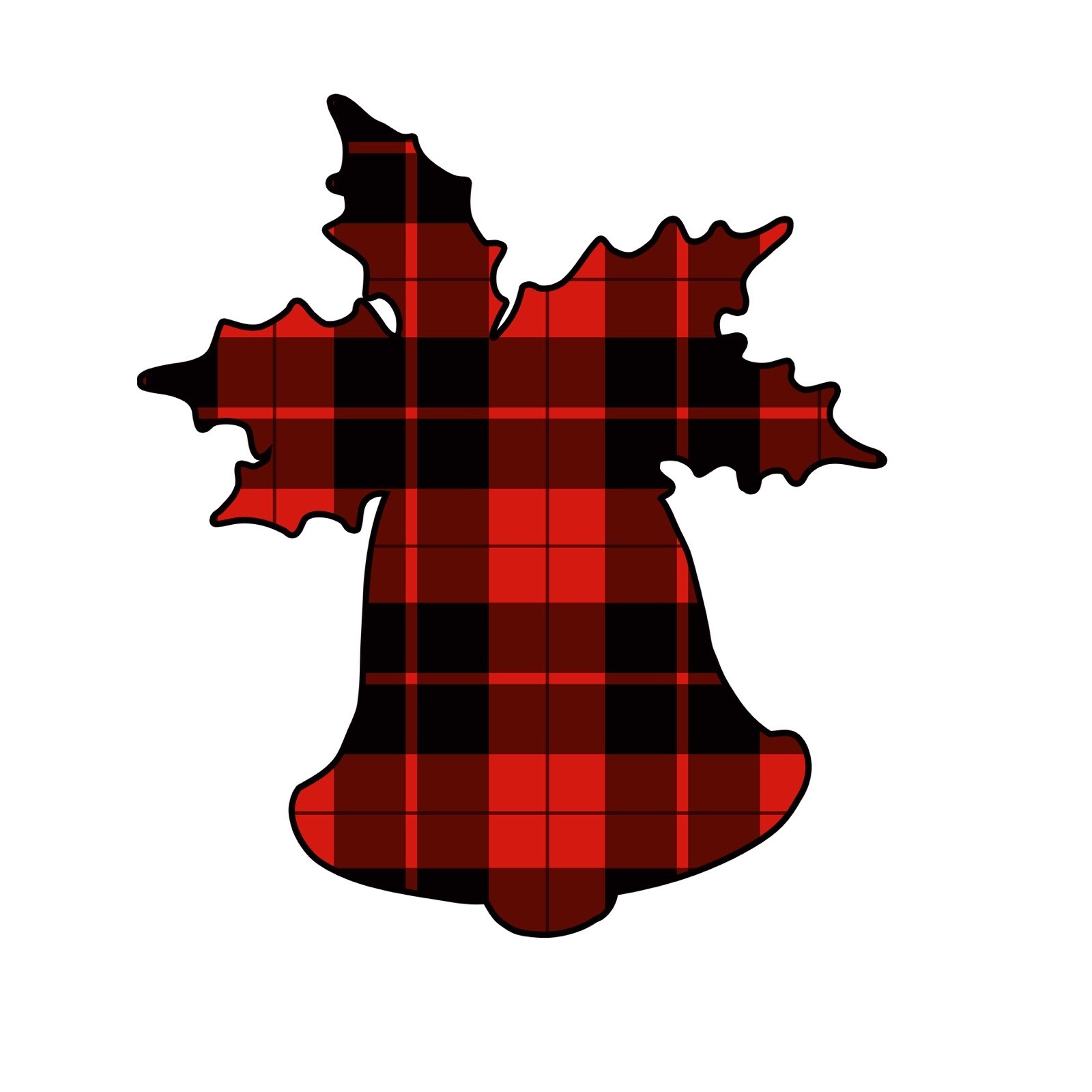 4” Buffalo Plaid Sticker Bell Red Black Holiday Christmas Decor Winter