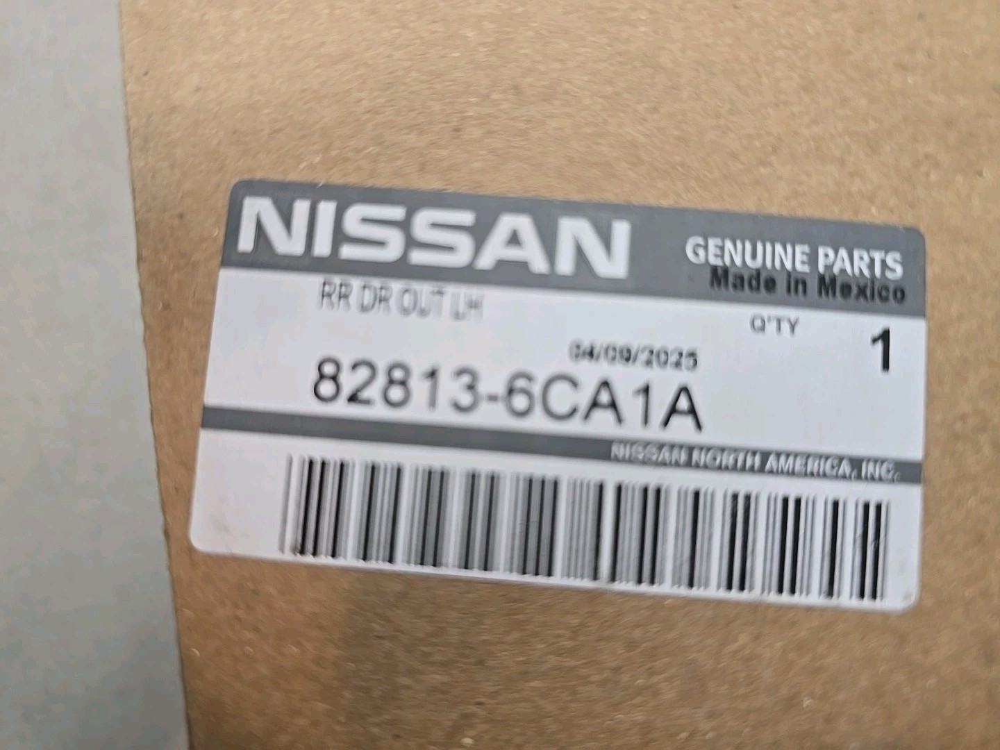 Genuine 2019-2025 Nissan Altima Left Front Upper Black Out Tape 82813-6CA1A