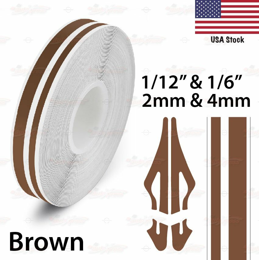 BROWN 1/2″ PIN STRIPE Car Model Motorcycle Double Line TAPE Vinyl Sticker 12mm