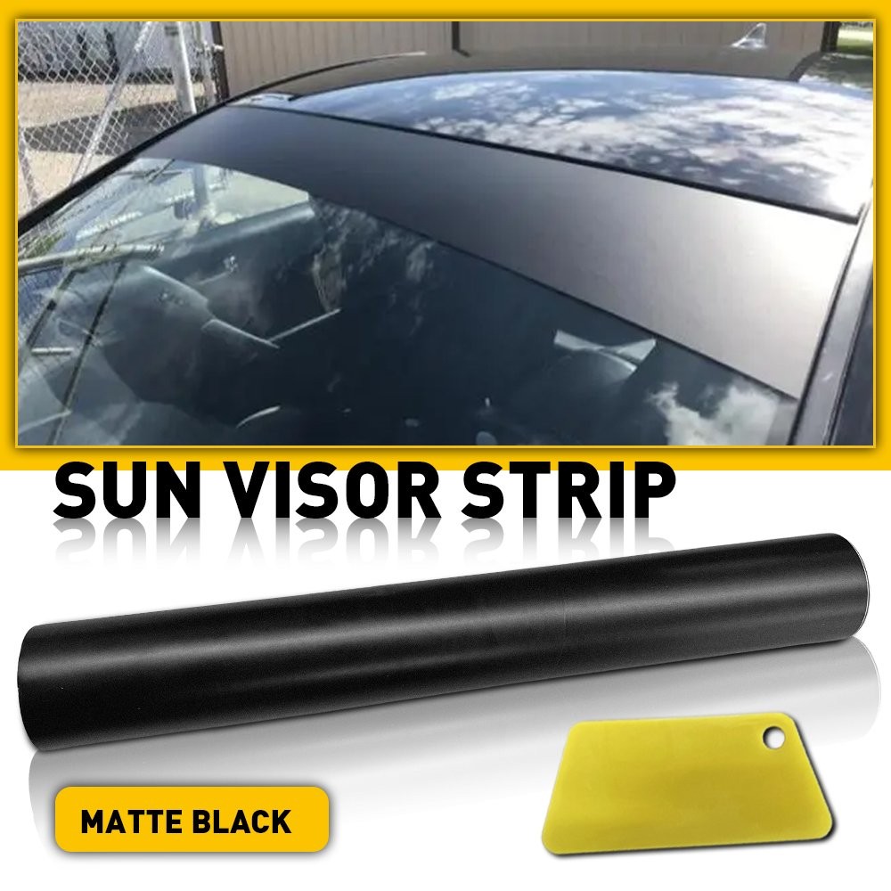 Universal Windshield Matte Black Banner Vinyl Decal Sun Strip 9.84″x59″ Sticker