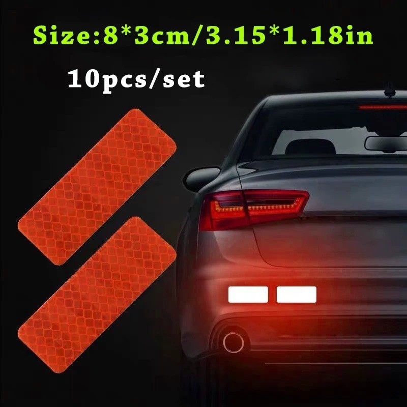 10pcs Reflective Stickers Car Bumper Stickers Night Warning Anti-Collision Tape