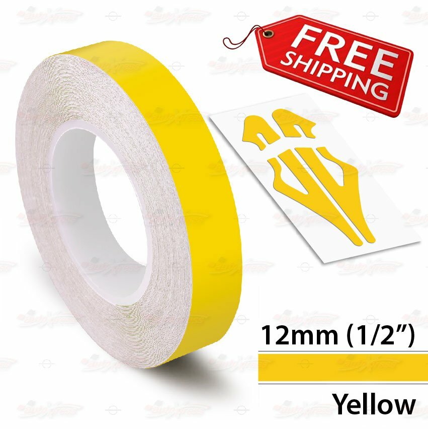 YELLOW 12mm 1/2″ Roll PIN STRIPE Car Striping Trim Line TAPE Decal Vinyl Sticker