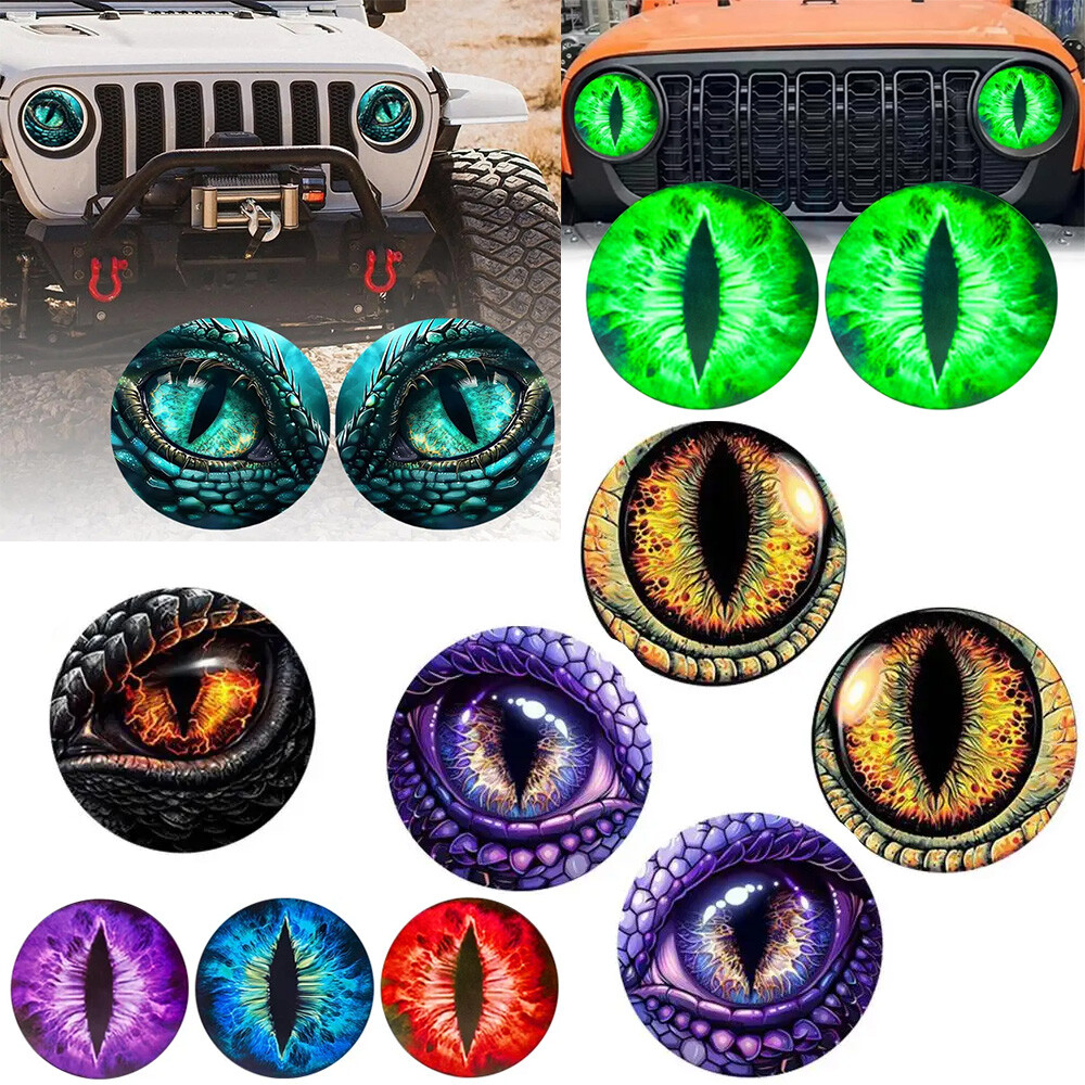 Round 3D Stereo Beast Eyes Headlight Decals for Jeep Truck Headlights Stickers