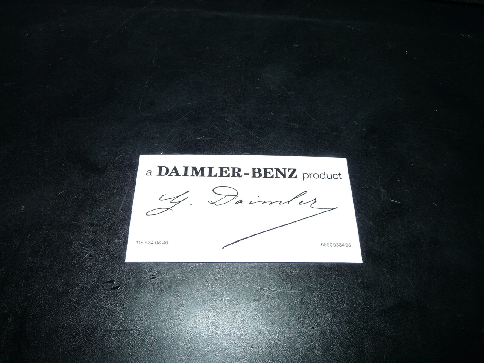 Windshield Sticker “a DAIMLER-BENZ product ” with Gottlieb Daimler’s signature