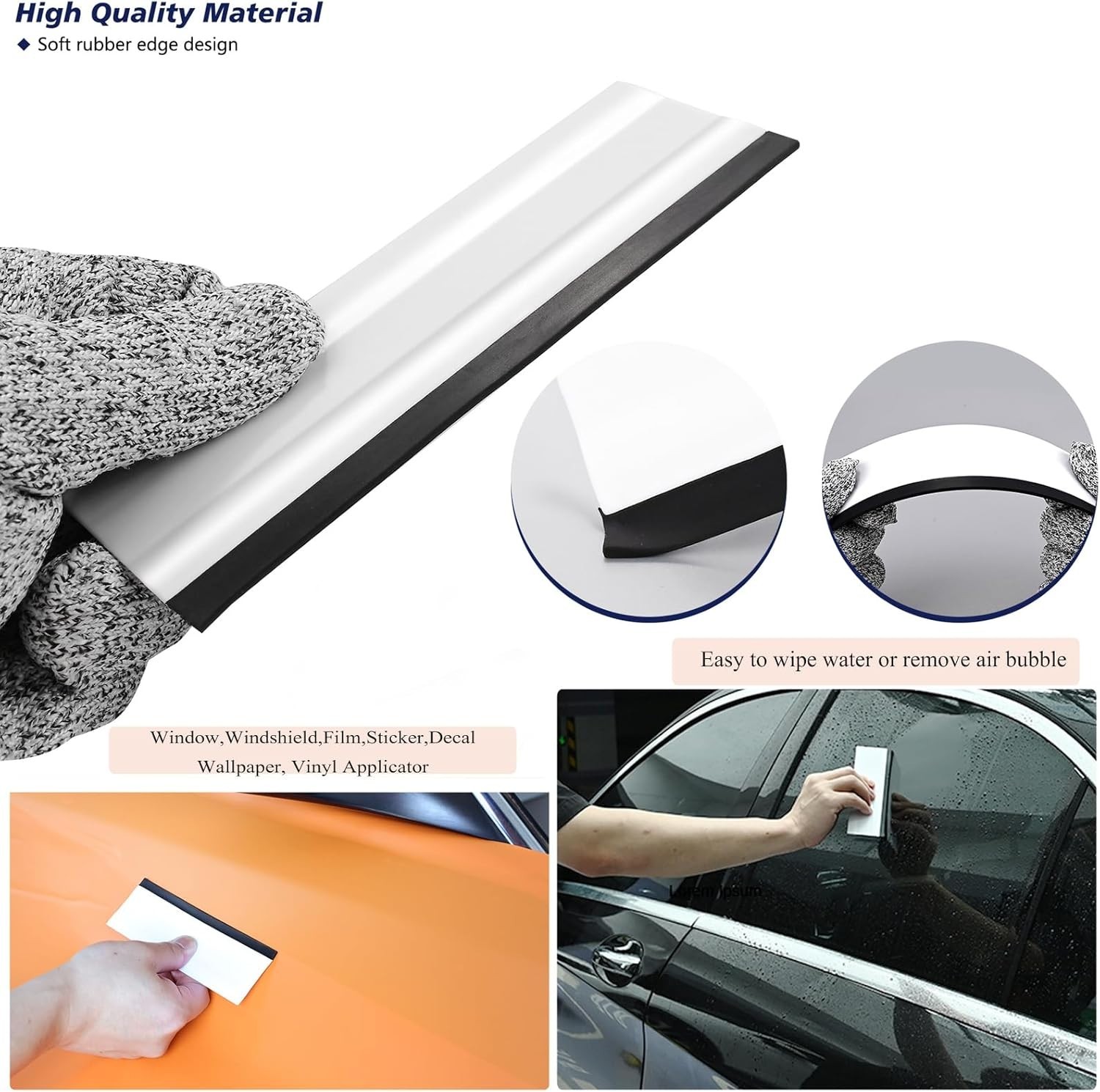 Versatile 7-Piece Vehicle Tint Tool Kit with Safety Cutter and Squeegees