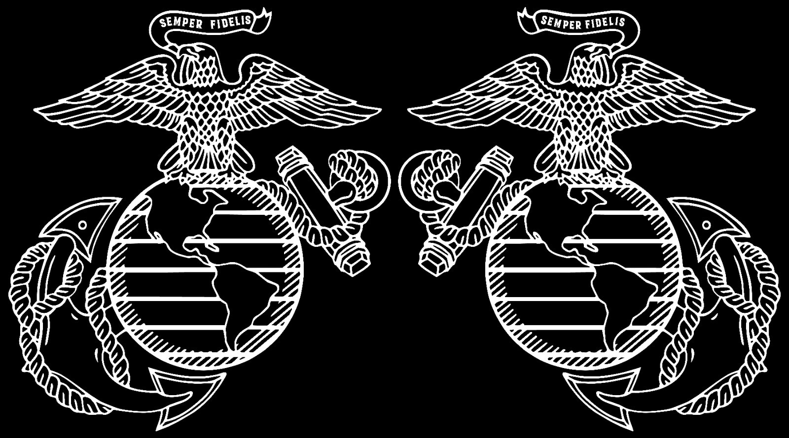 Marines Corp Emblem USMC Left and Right Vinyl Decal Multiple Colors and Sizes