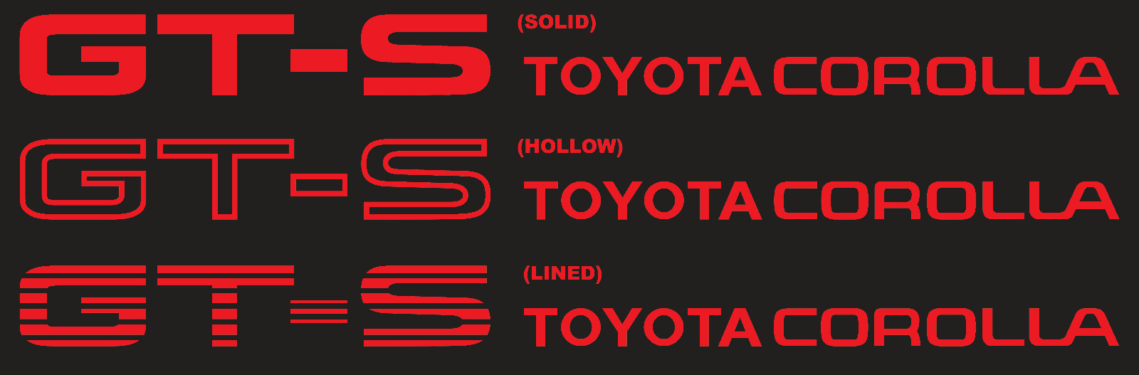 GT-S TOYOTA COROLLA (Trunk size) vinyl Sticker Decals