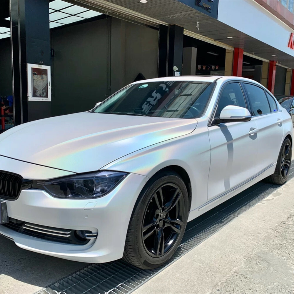 Matte White Chameleon Laser Car Wrap Vinyl Chrome Vinyl Car Wrapping HOHOFILM