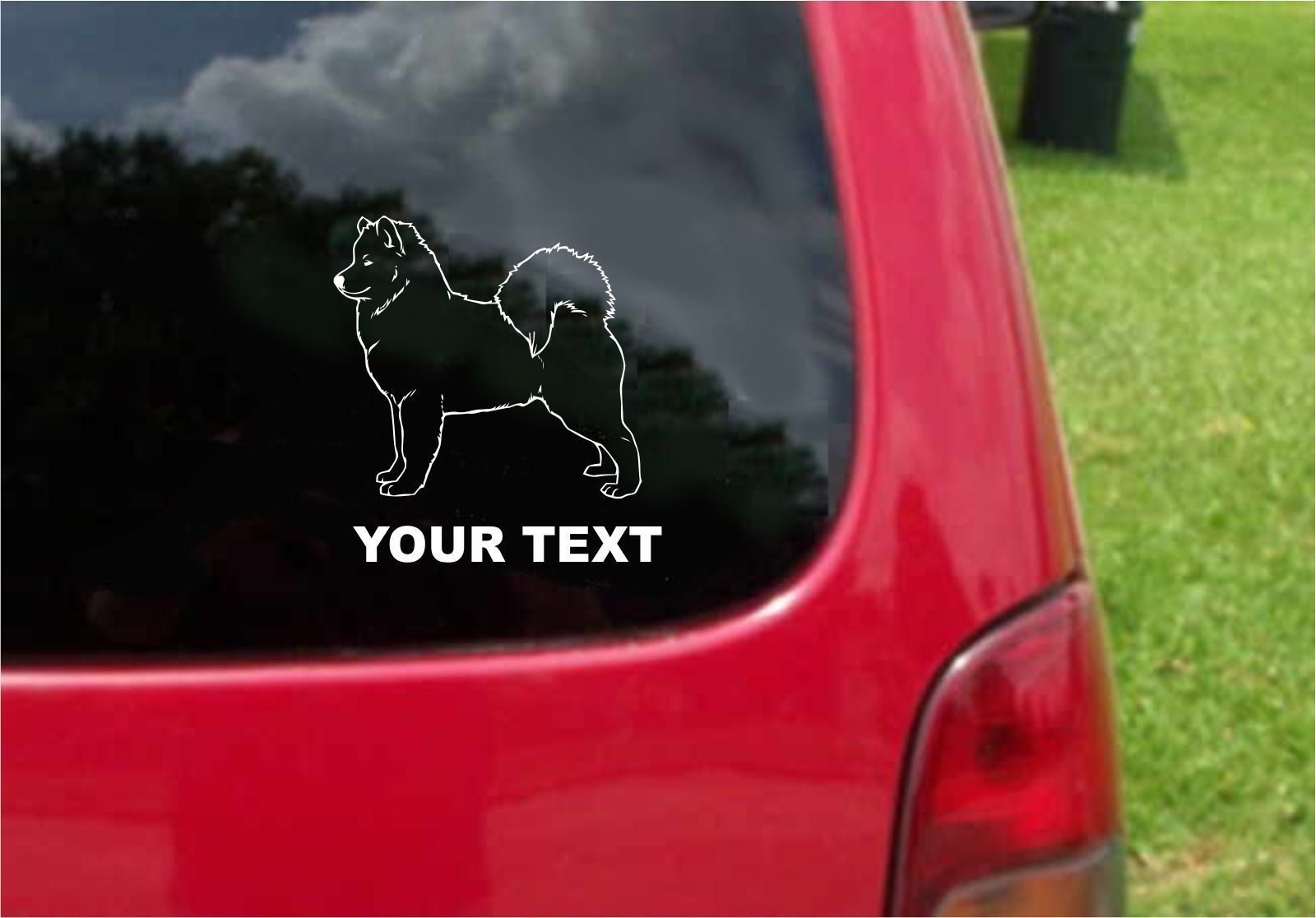 2 (PCS) Samoyed Dog Decals with custom text 20 Colors To Choose From