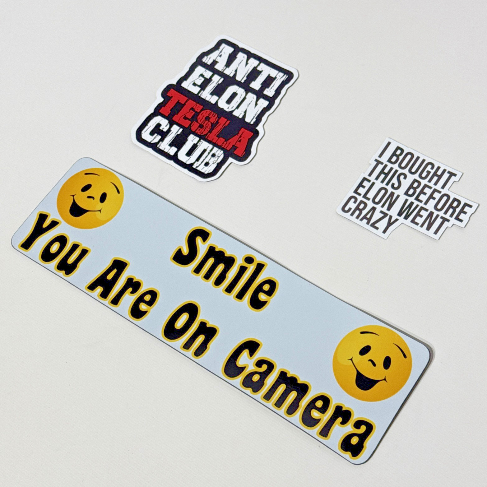 Lot of 3 Tesla Anti Elon Musk DOGE Magnetic Vinyl Bumper Stickers (A3)