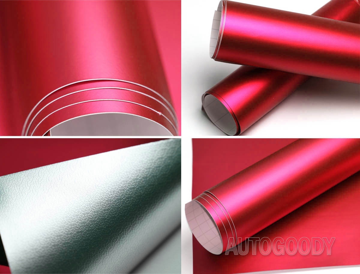 480″x60″ Satin Matte Chrome Metallic Red Vinyl Film Wrap Bubble Free 40ft x 5ft