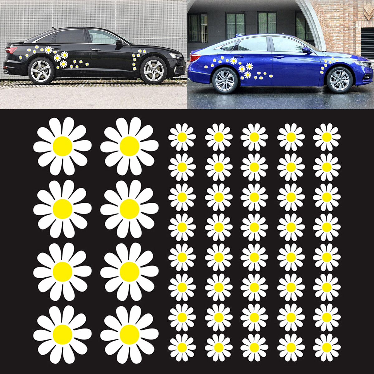 48 Daisy Flower Decal Car Stickers Graphics Bedroom Wall Window Decoration Art