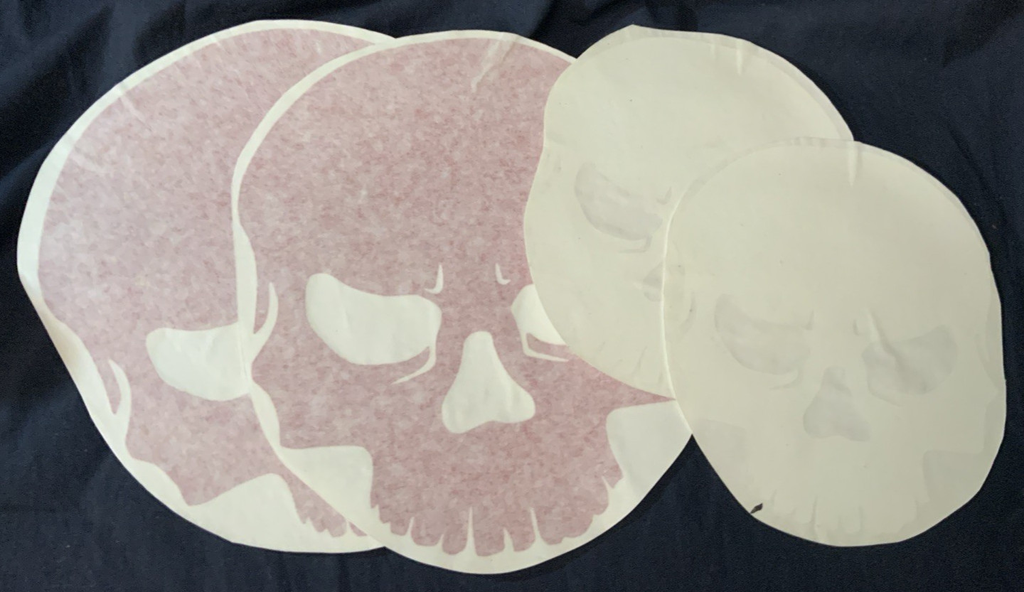 4 Vinyl Decal Skull Stickers 2 Lg Red 2 Sm White