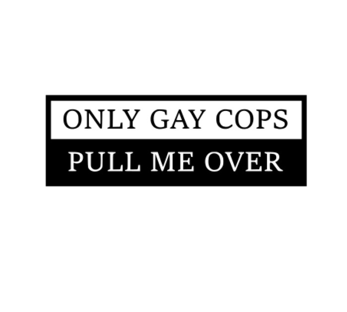 Decal for Cars and Trucks. “ONLY GAY COPS PULL ME OVER” 4×12″. funny decal