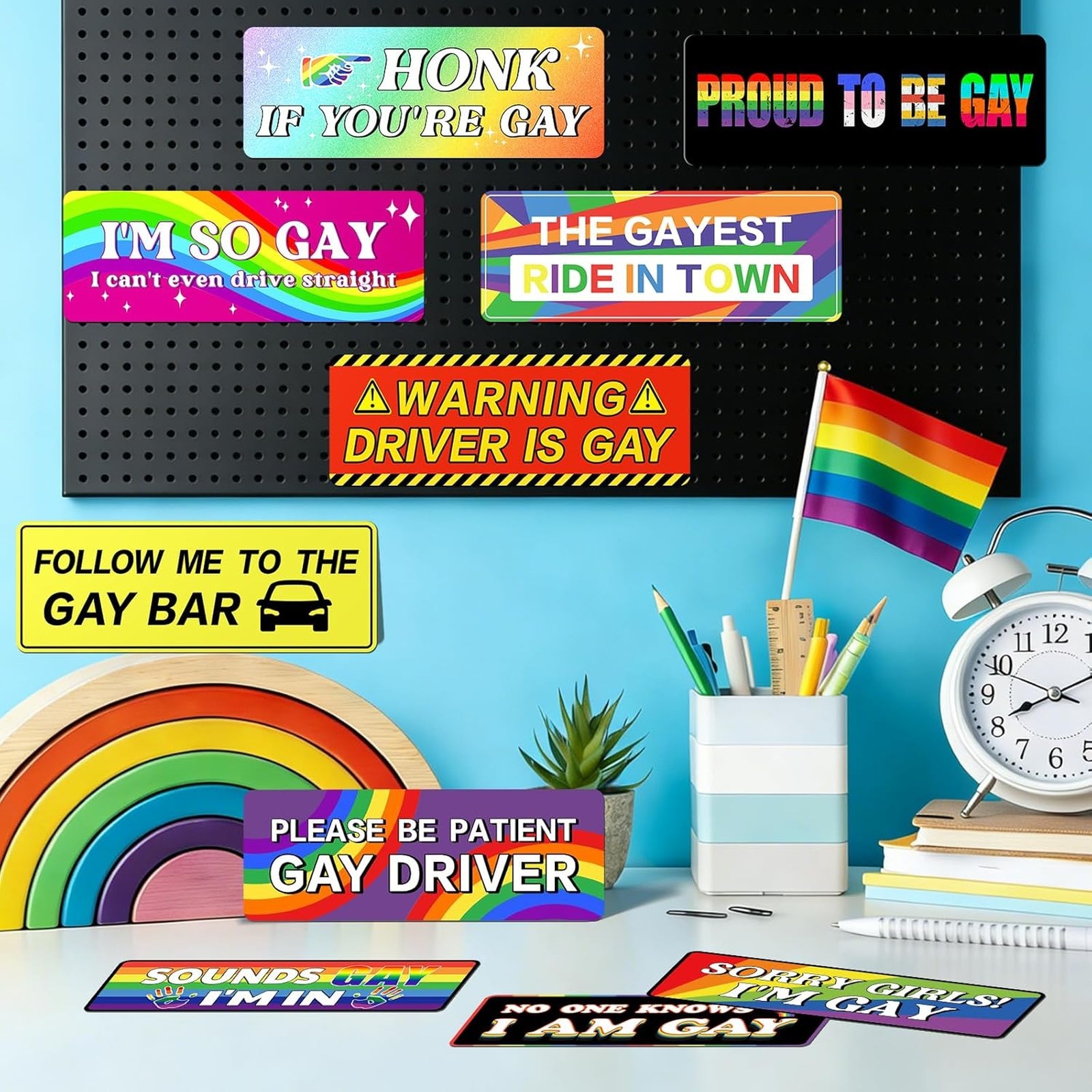 Funny Car Magnets 10 Pack Gay Bumper Magnetic Stickers Waterproof Reusable