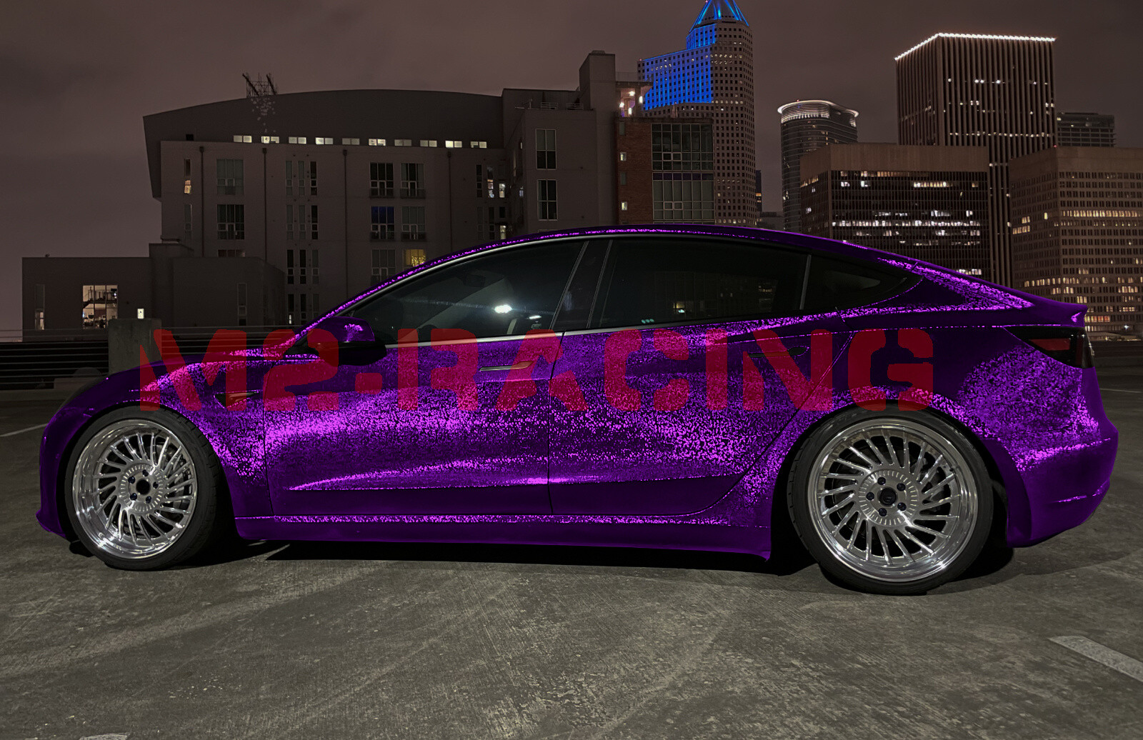 PET Damascus Steel Forged Gloss Royal Purple Car Vinyl Wrap Decal Sticker Film