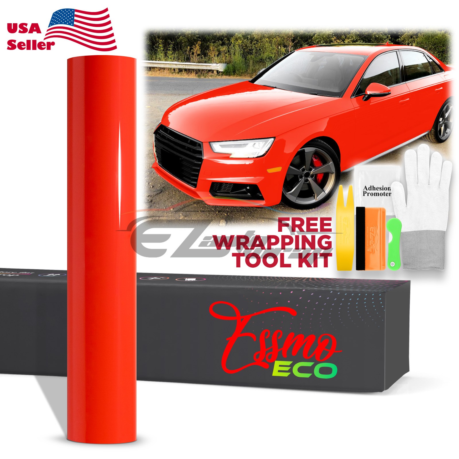 2FTx5FT PPF Racing Red Gloss Color Vinyl Paint Protection Film Scratch Car Wrap