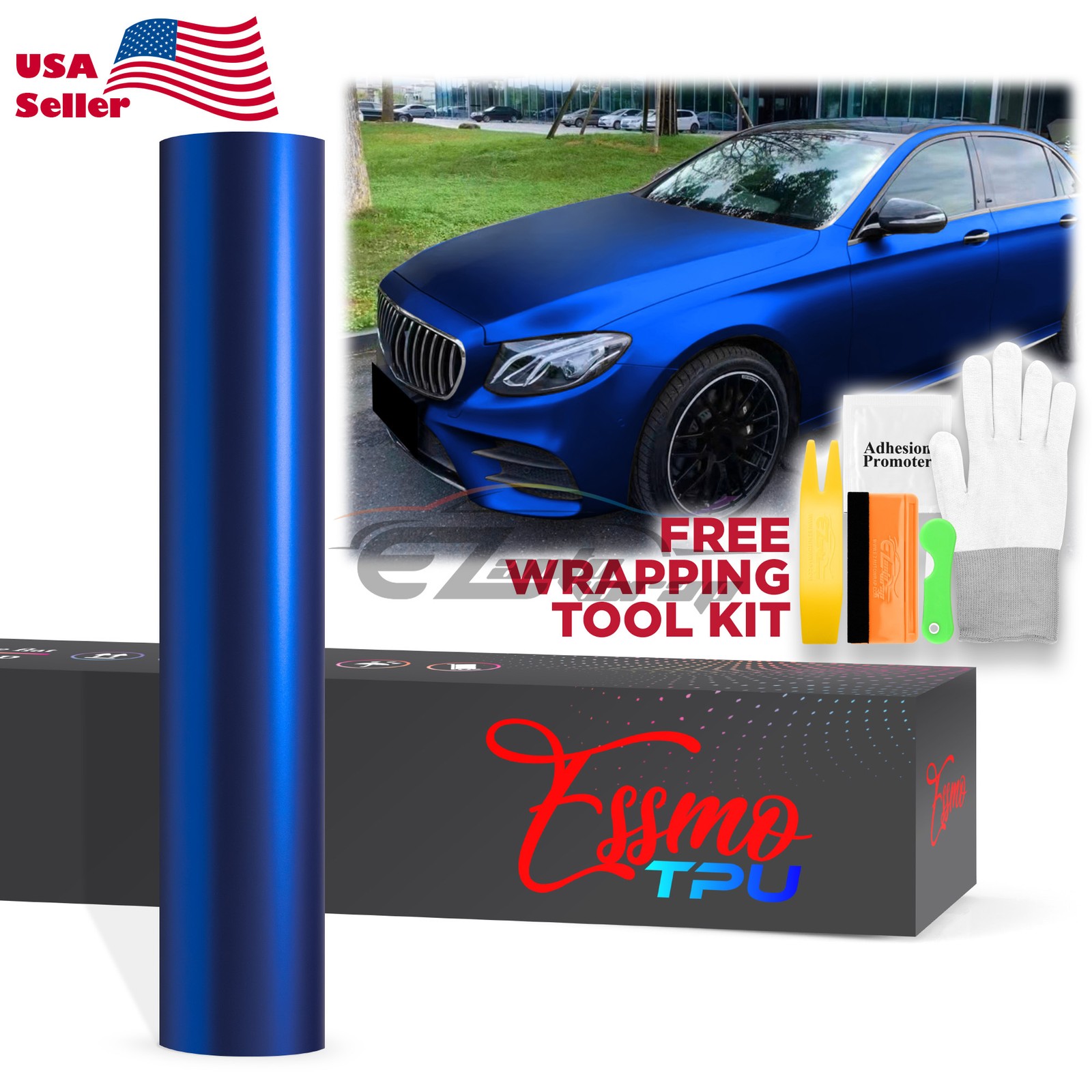 Matte Metallic Cobalt Blue TPU PPF Paint Protection Film Dry Wet Auto Vinyl Wrap