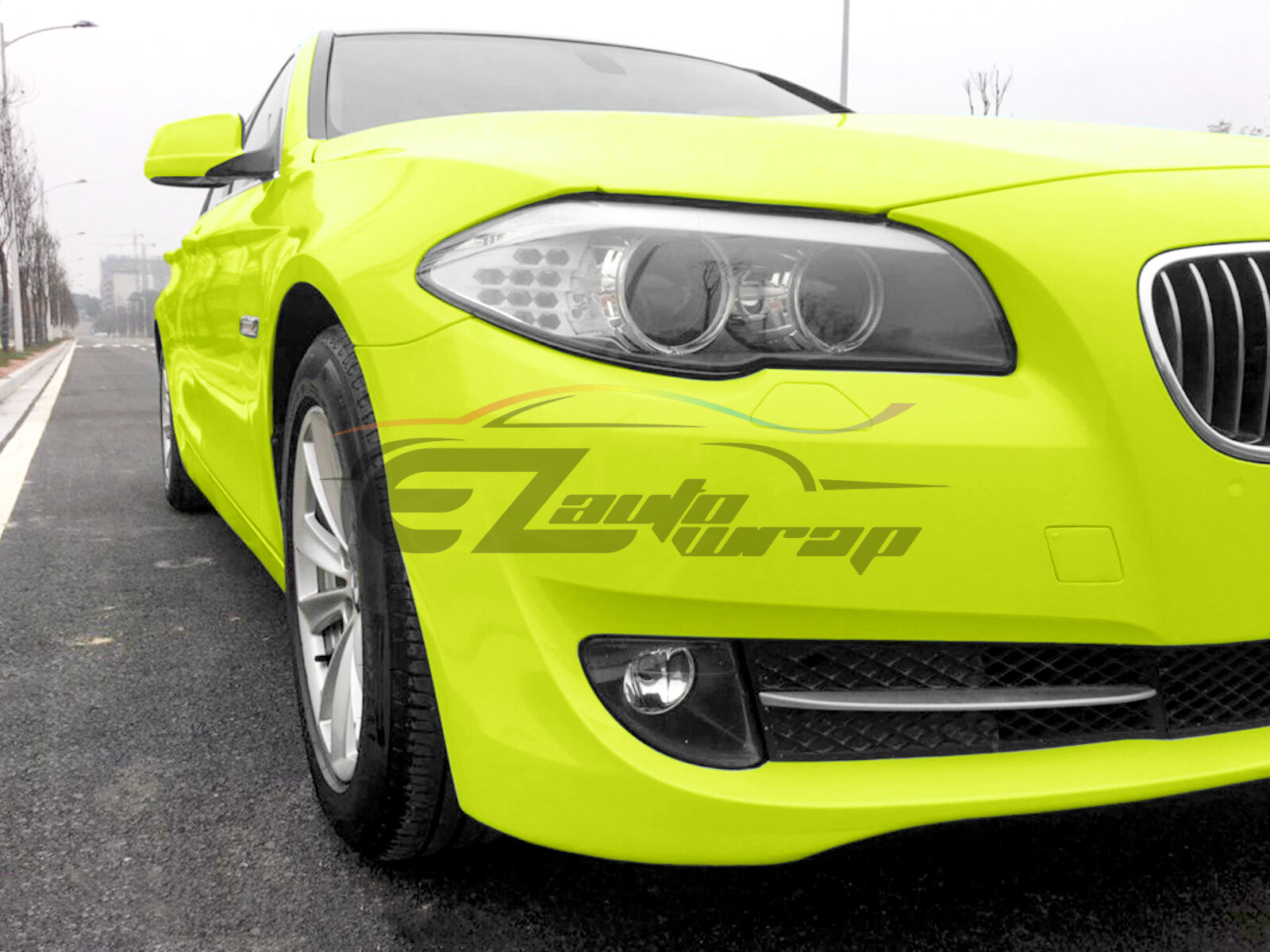 Fluorescent Gloss Neon Yellow Car Sticker Decal Vinyl Wrap Air Release Sheet DIY