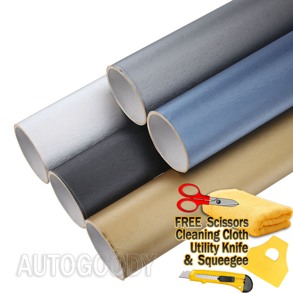 Brushed Aluminum Vinyl Film Metallic Wrap Sticker Decal Bubble Free Air Release