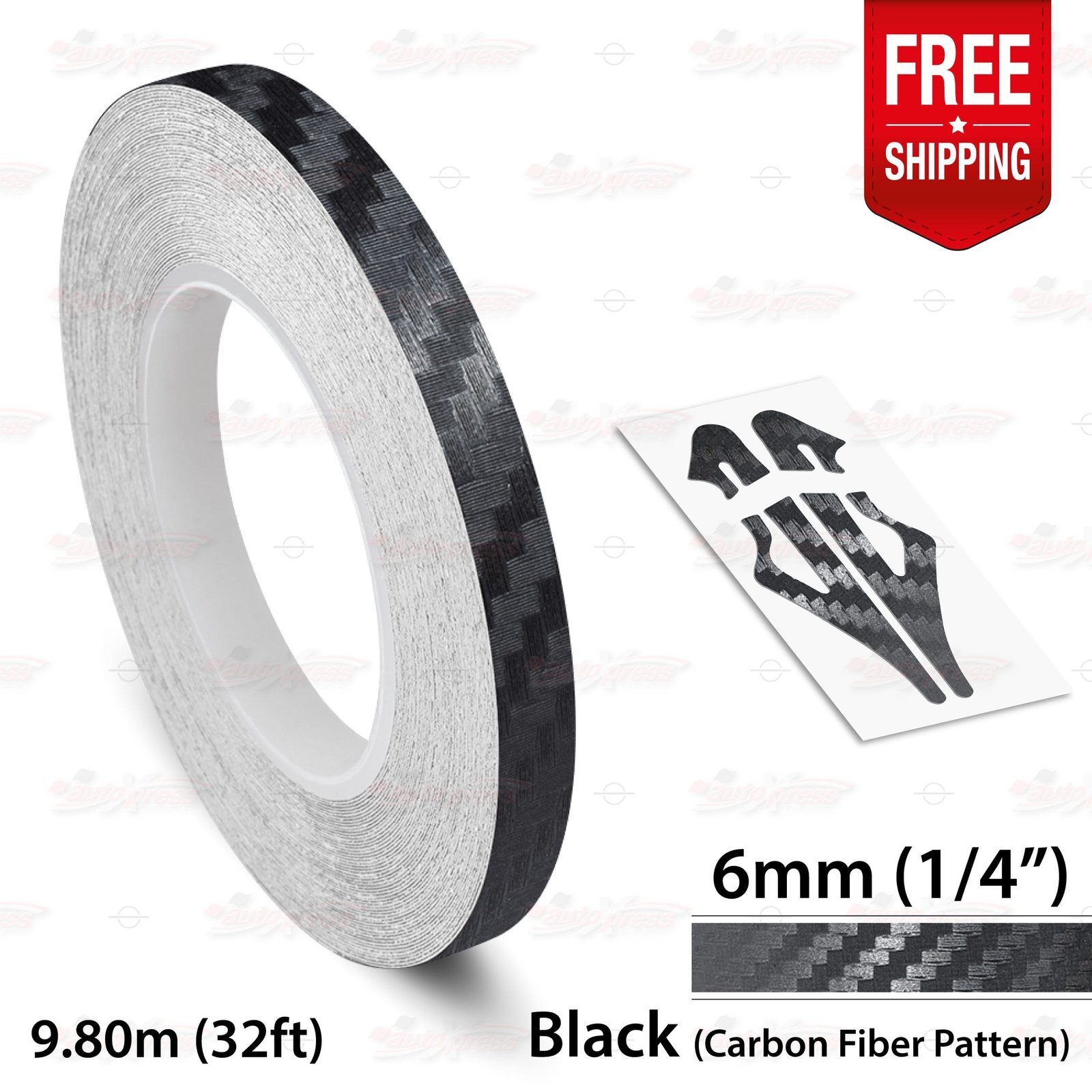 CARBON FIBER BLACK 1/4″ 6mm Roll PIN STRIPE PinStriping TAPE Decal Vinyl Sticker