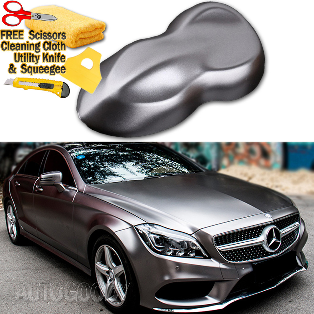 108″ x 60″ Satin Matte Chrome Metallic Dark Gray Vinyl Film Wrap Air Bubble Free
