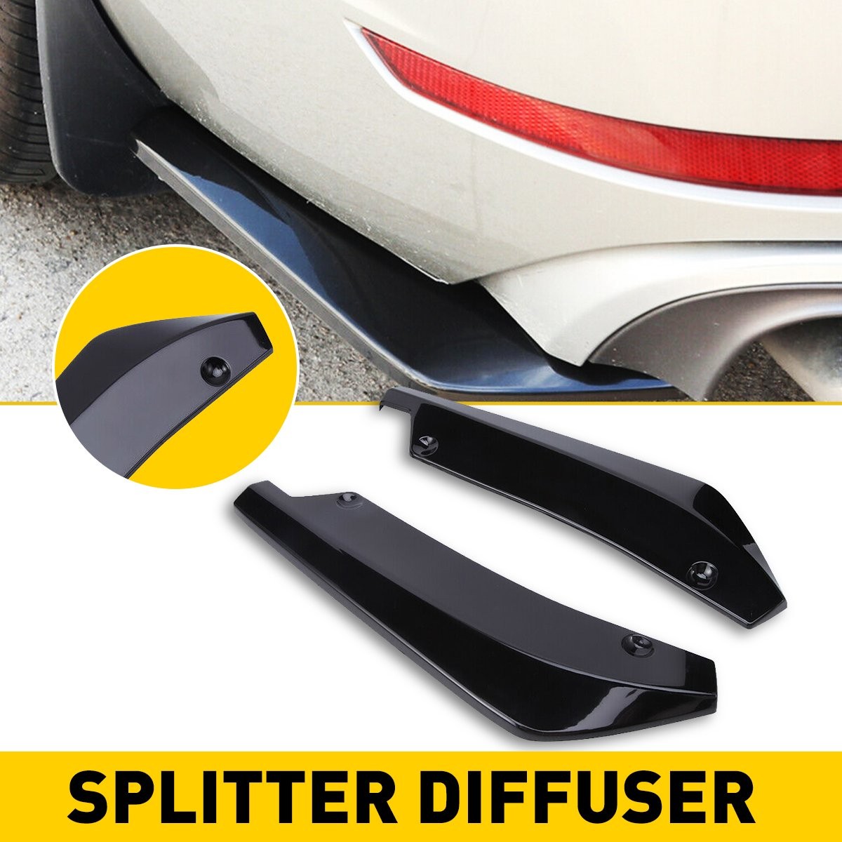 Pair Car Black Universal Bumper Rear Lip Diffuser Splitter Canard Protector New