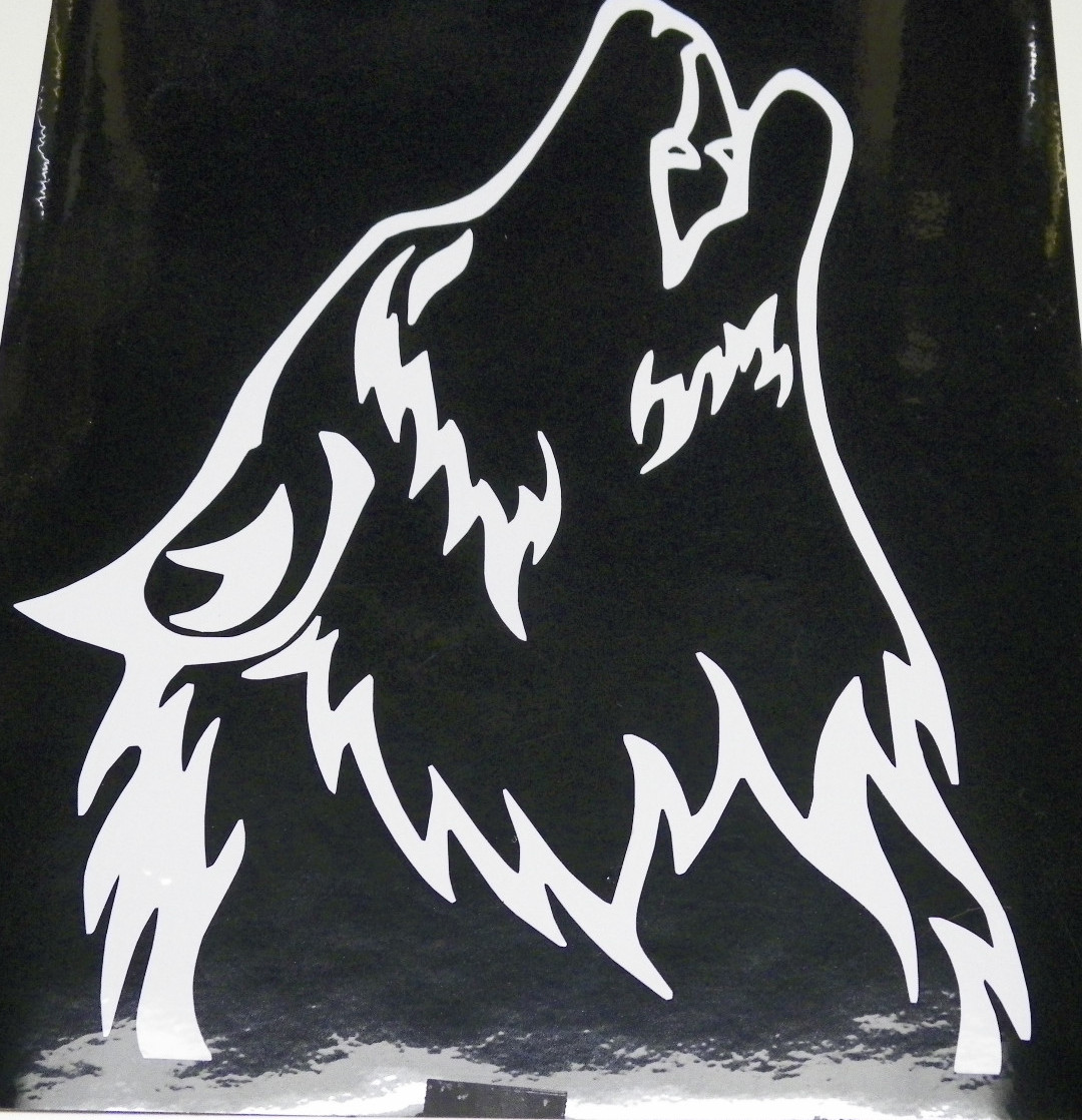 window graphic vinyl decal howling wolf