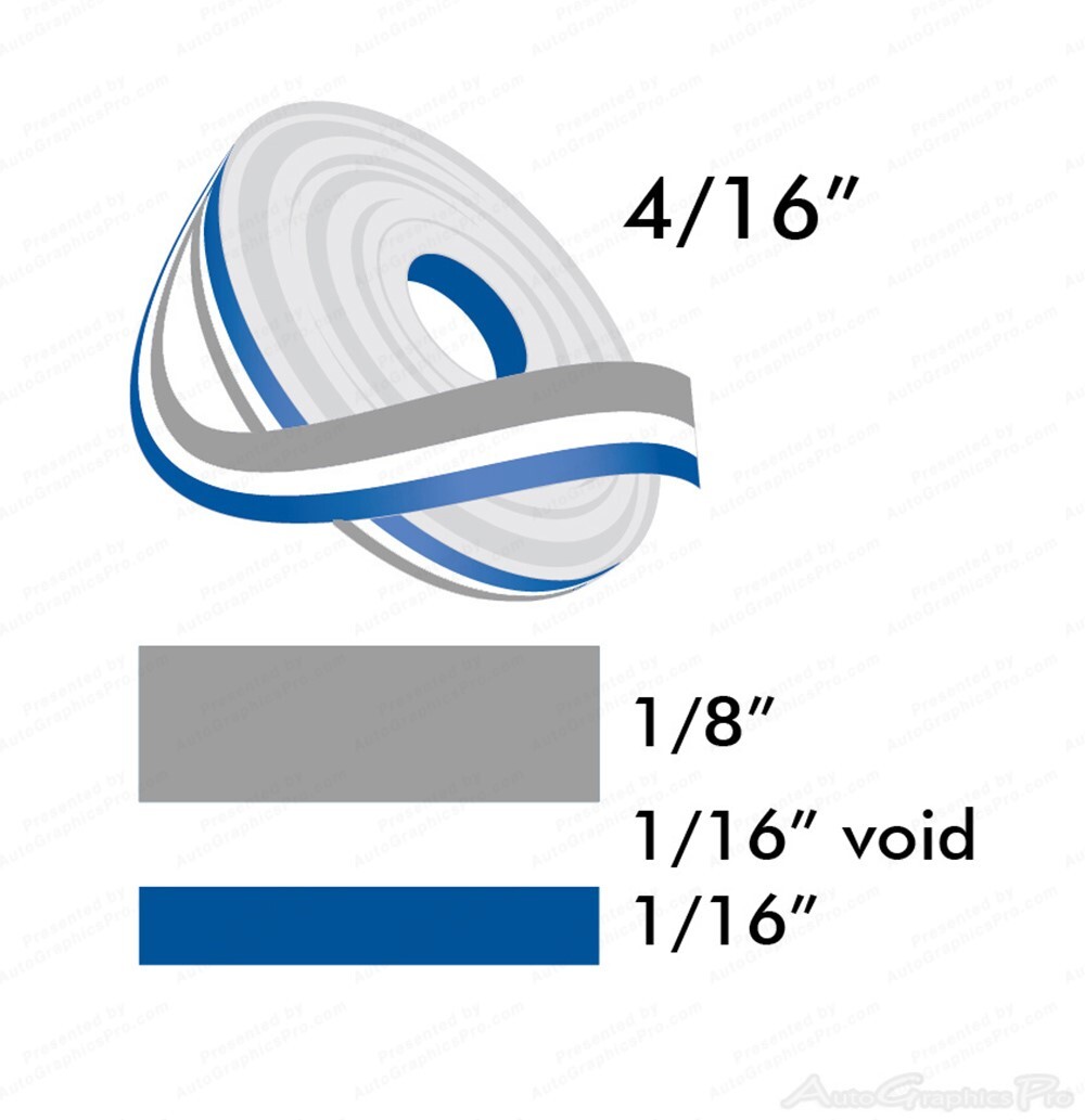 4/16″ x 150′ Double Line Two Color Vinyl Graphics Stripe Pinstripe Roll – Pin