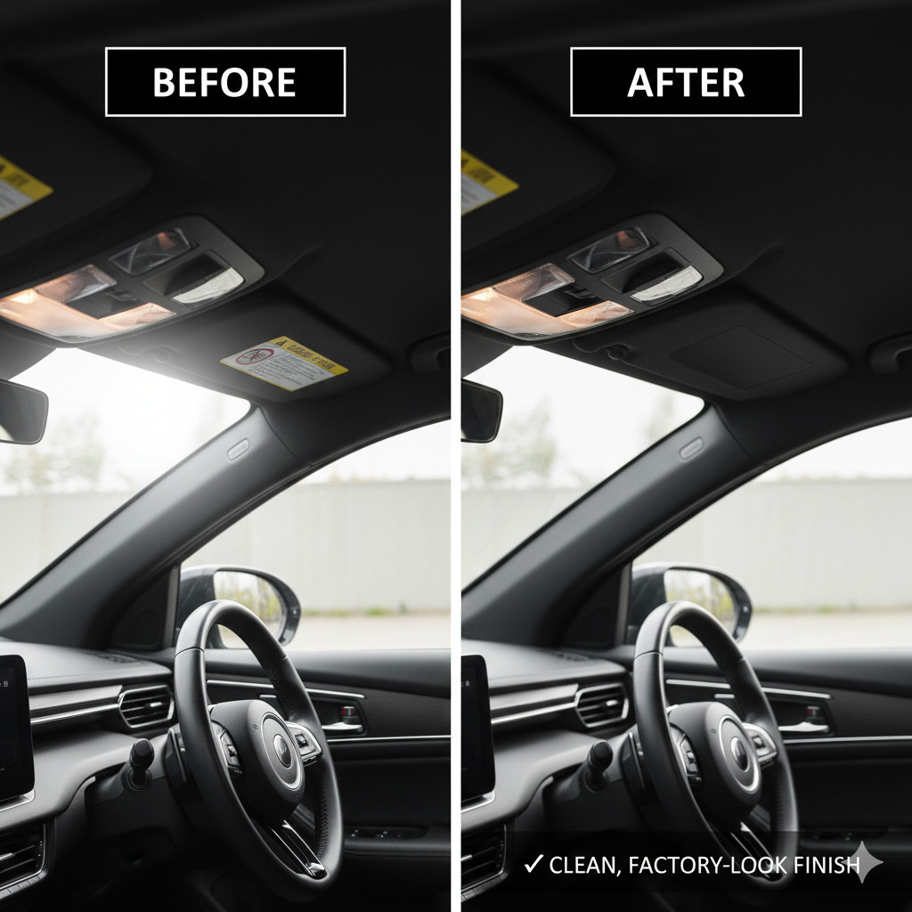 Sun Visor Yellow Airbag Warning Label Blackout Vinyl – Universal Trim-to-Fit