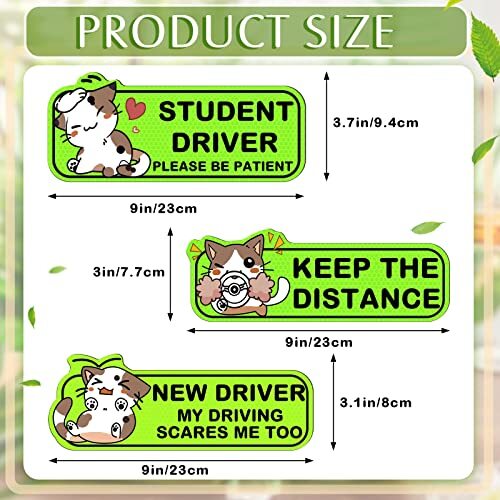 4 Pcs Student Driver Car Reflective Cute Magnet Stickers for New Drivers