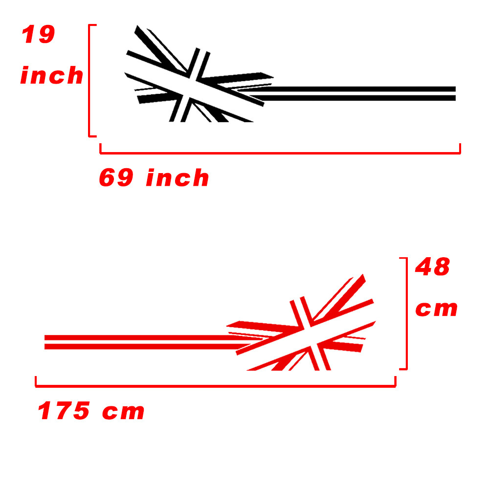 69″x19″ Red Britain element Car Side Decal Sticker For MINI Cooper VW Beetle Etc