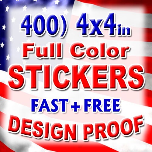 400 4×4 Custom Printed Full Color Outdoor Vinyl Bumper Sticker Logo Decal Label