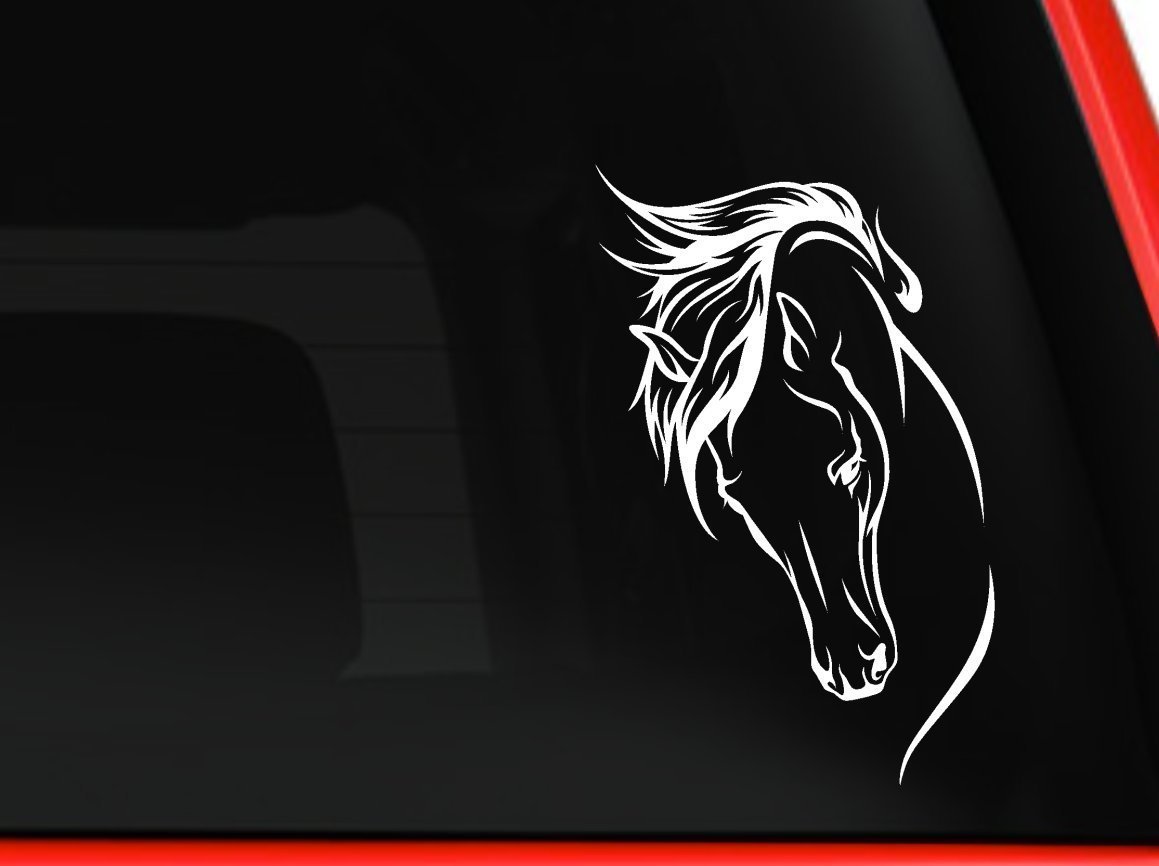 Horse Head beautiful silhouette for car truck laptop decal sticker 8″ White