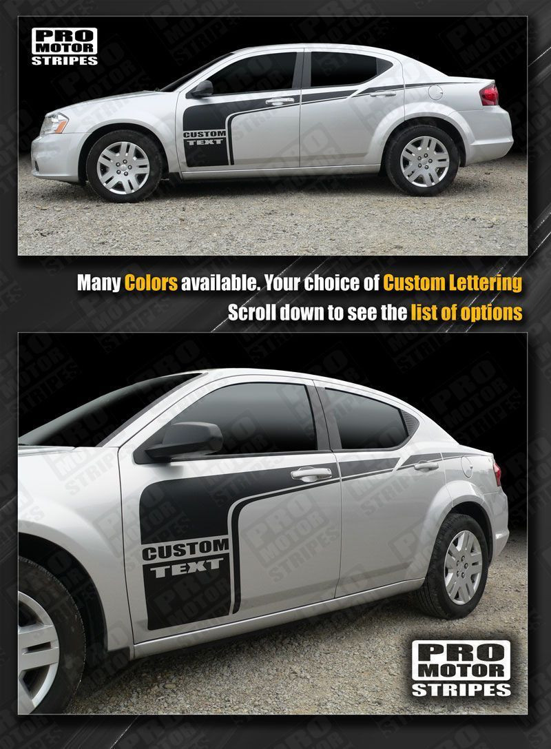 Dodge Avenger 2008-2014 Side Accent Hockey Stripes Decals (Choose Color)
