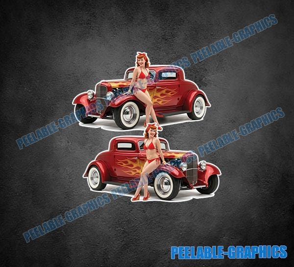 Hot Rod Sexy Pinup Girl Pin Up Decal Sticker Helmet Hardhat Bumper Toolbox Z (2)