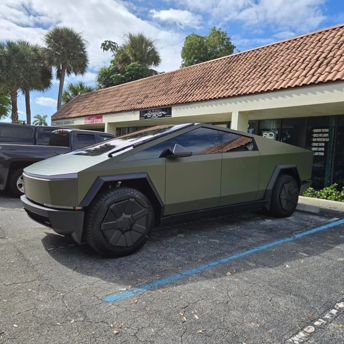 Cybertruck PreCut Paint Protection PET Vinyl Wrap Color Change Armored Green