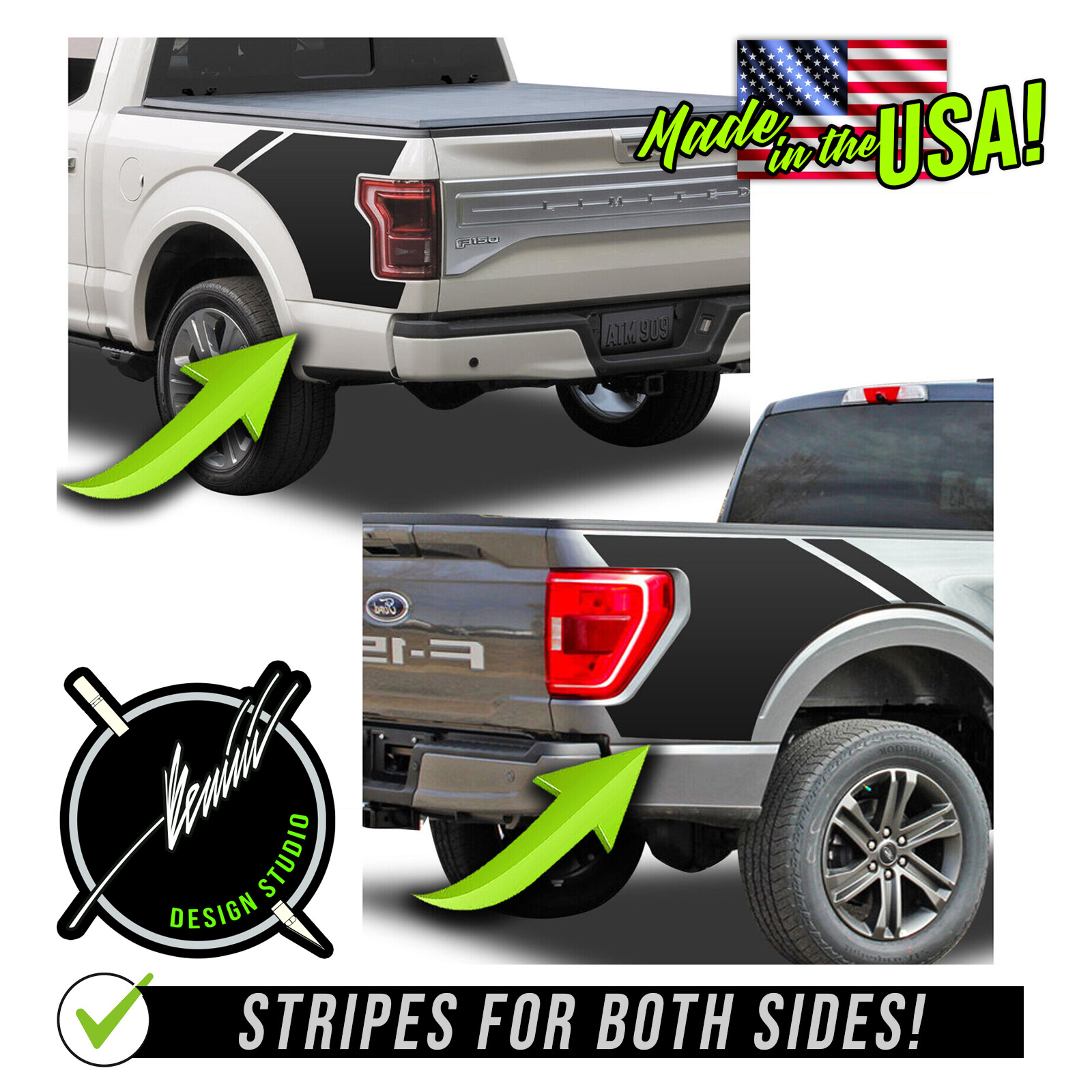 Bed Side Racing Stripes Graphics – FITS 2015-2020 2021 and up Ford F150 F-150