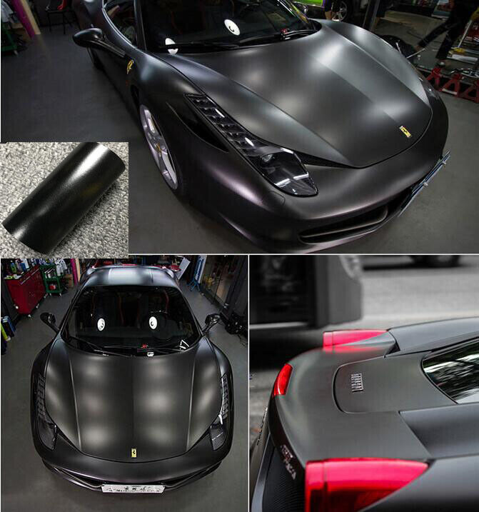 Metallic Pearl Satin Matte Chrome Vinyl Black Car Wrap Graphics Film Sticker US